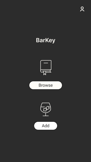 Snip of full color wire frame for BarKey mobile app.