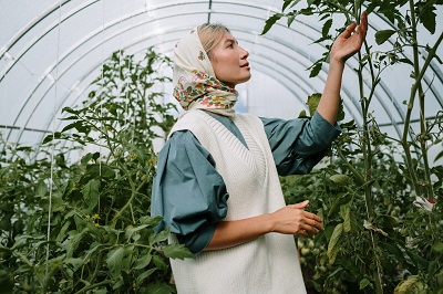 Sprout and Grow Employee in Greenhouse
