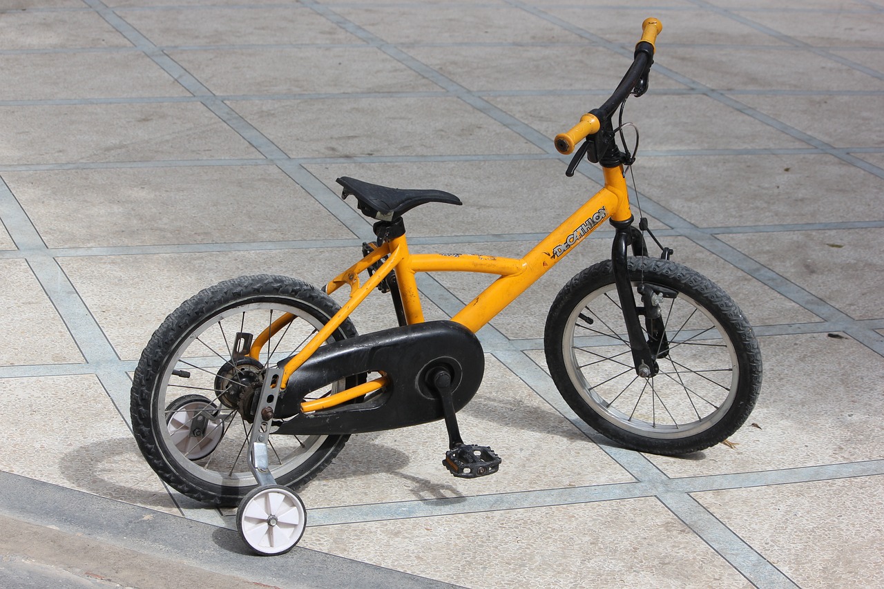 Yellow Kid Bike With Training Wheels