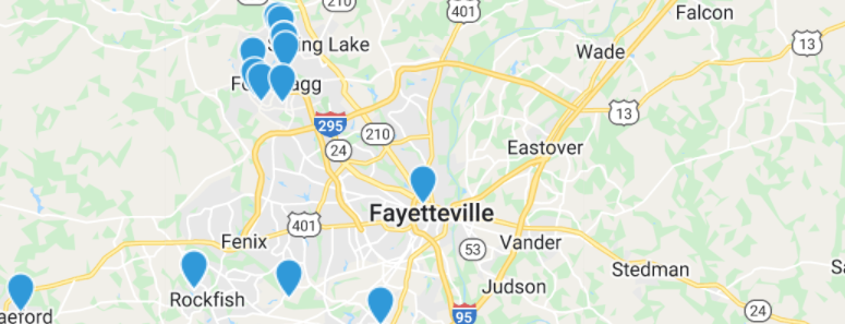 map of fayetteville routes