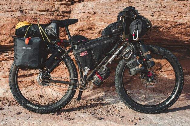 a bike against a rock