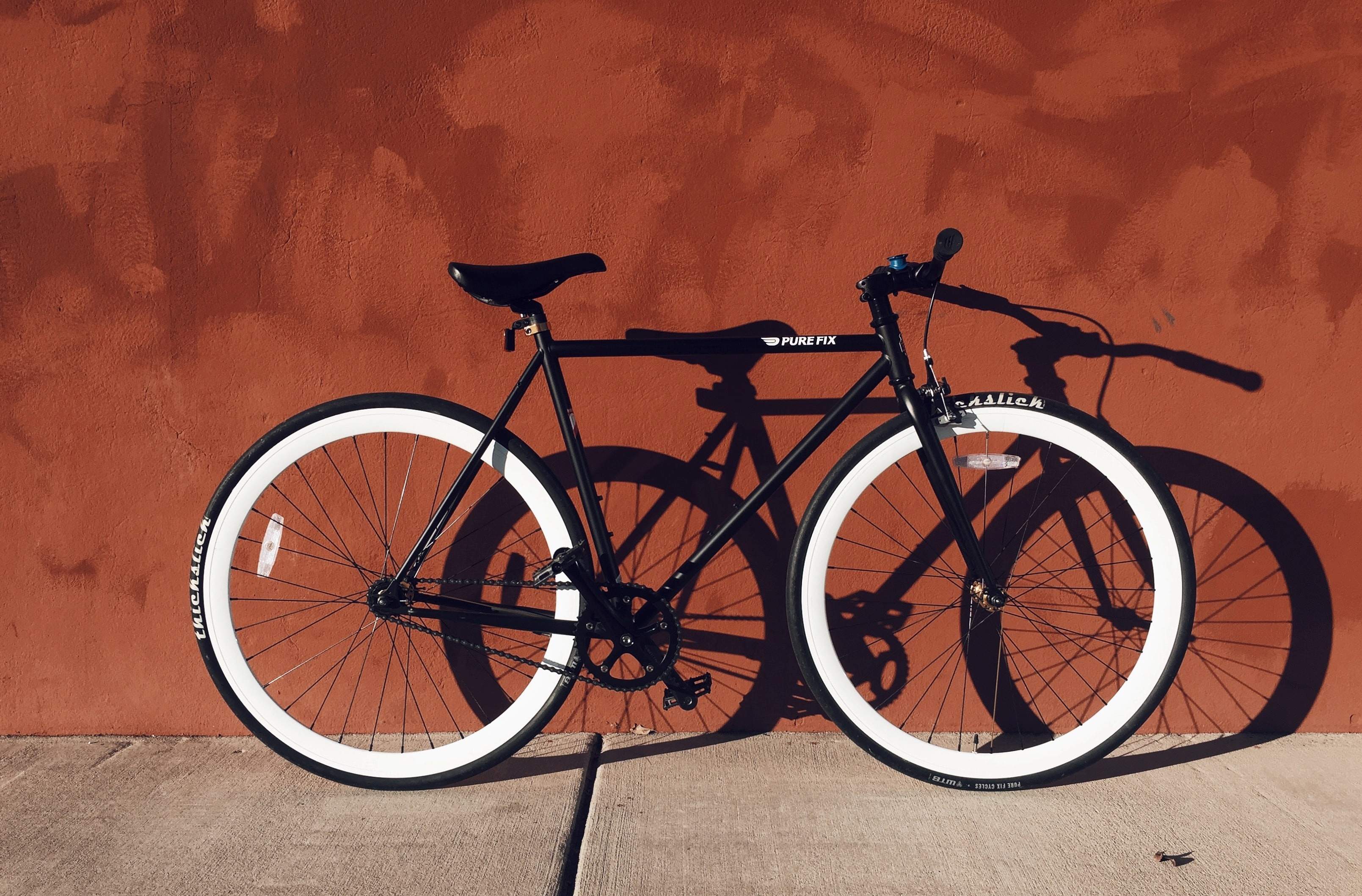 bike on red wall