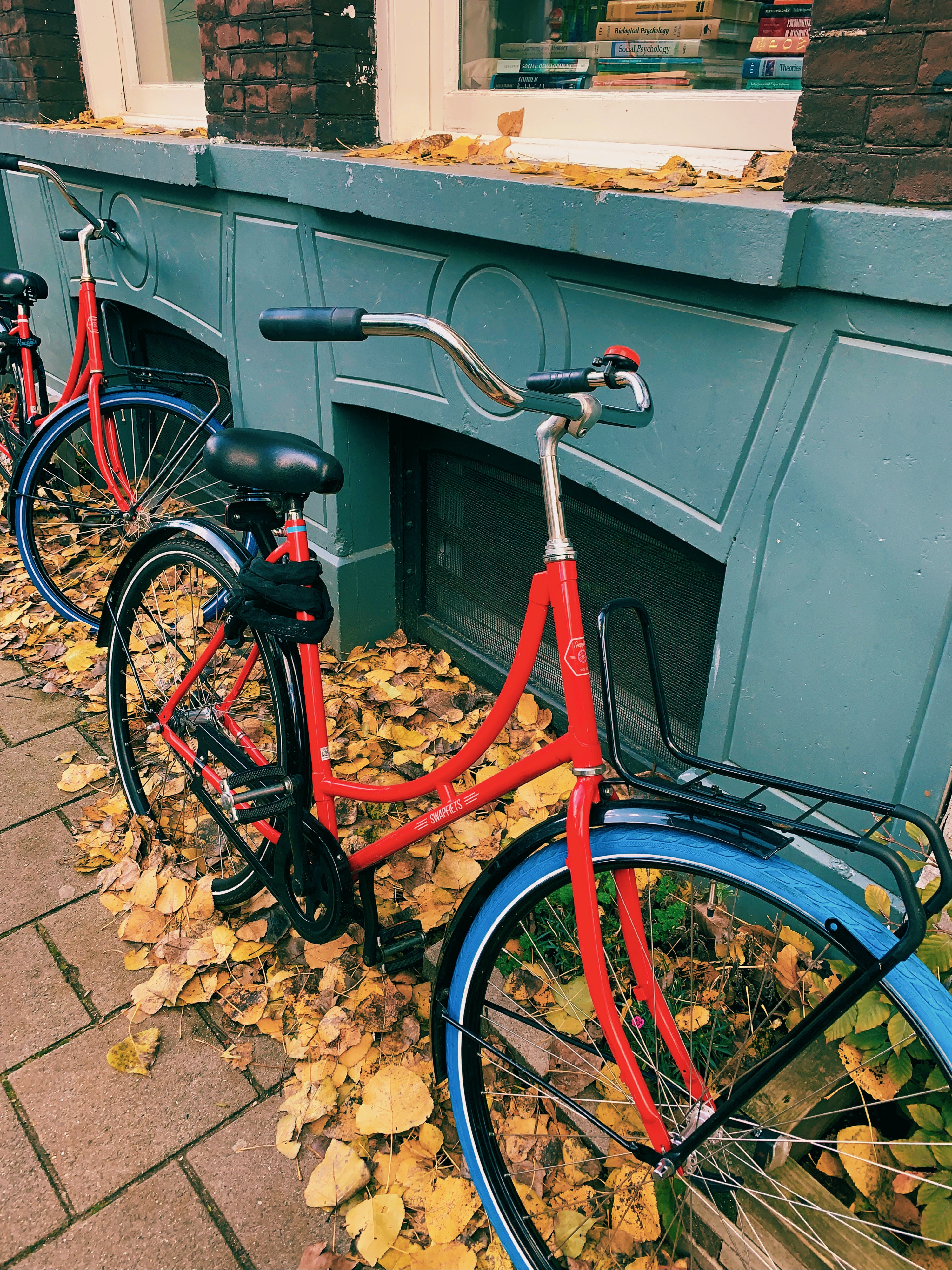 Red bike against wall