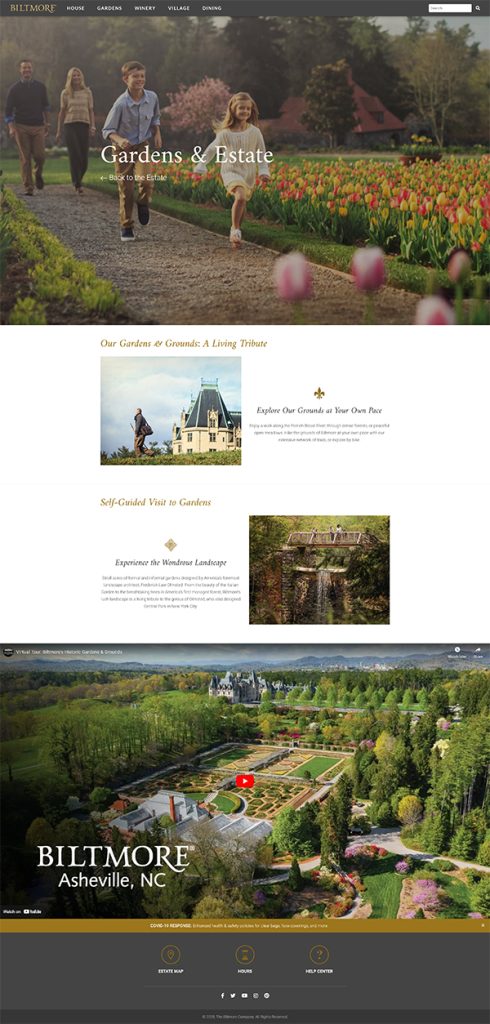 The gardens page of the Biltmore Companion app