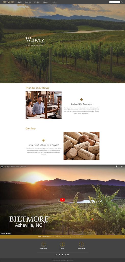 The winery page of the Biltmore Companion app