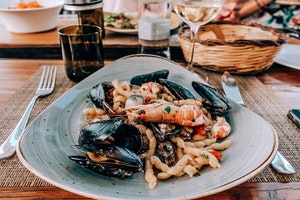 Cooked Shrimp and Seashell Dish