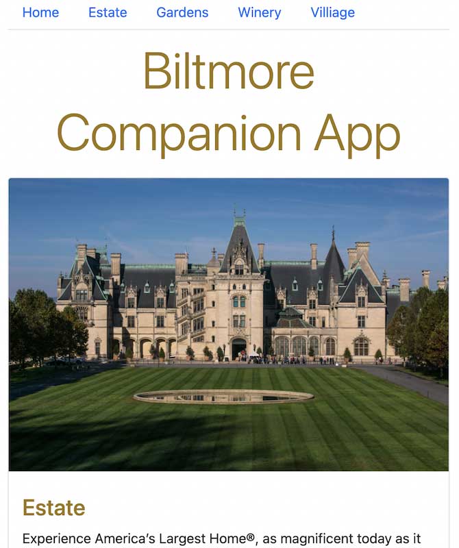 Biltmore Estate Companion App