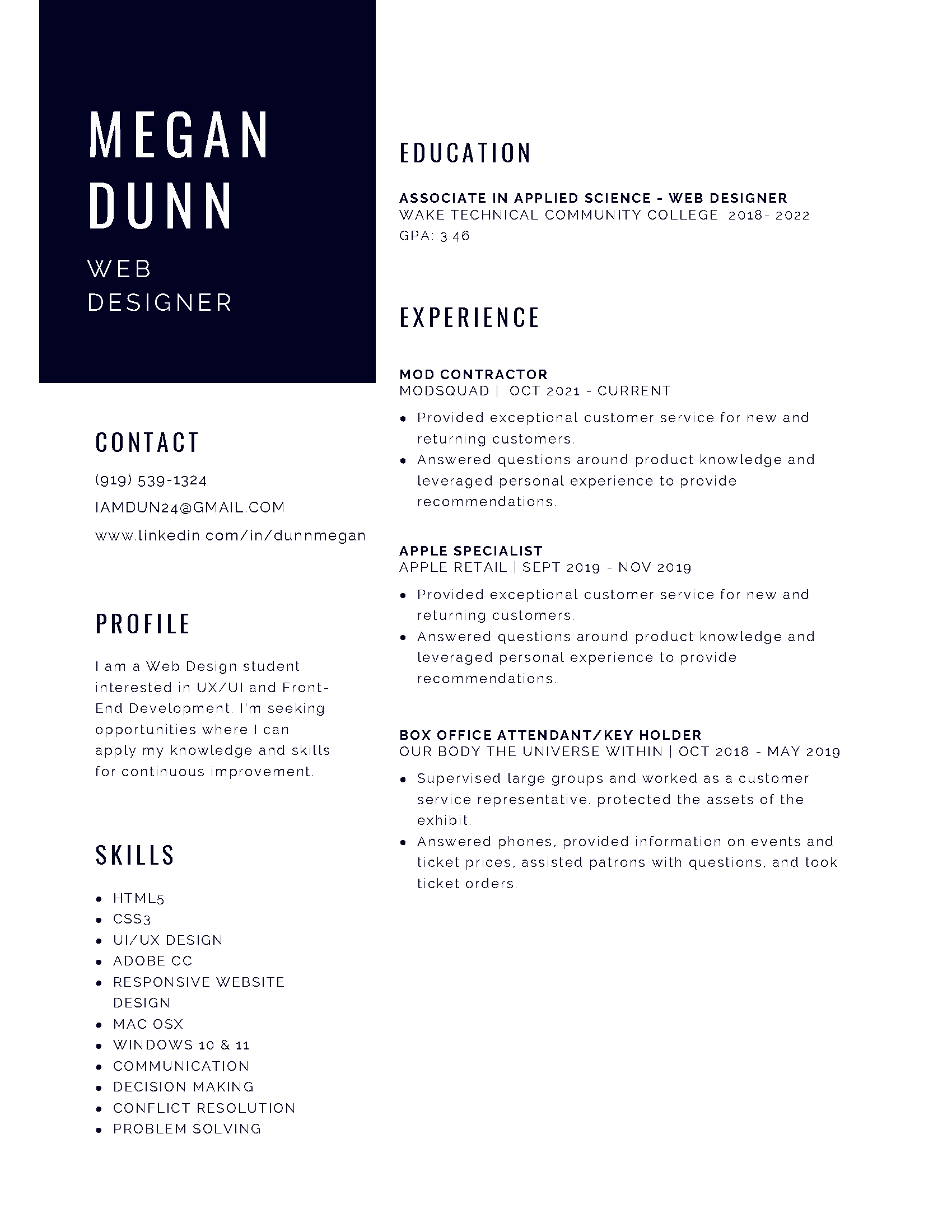 Megan Dunn Resume