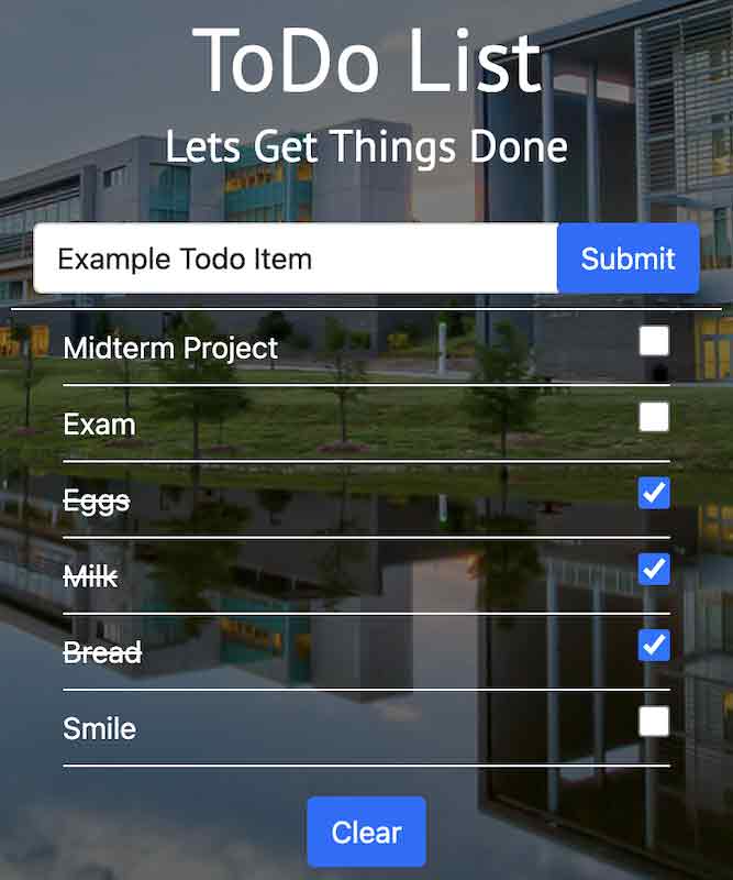 Picture of ToDo List Web App