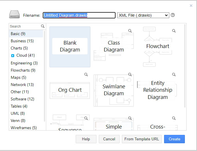 Draw.io New Diagram Page Screenshot