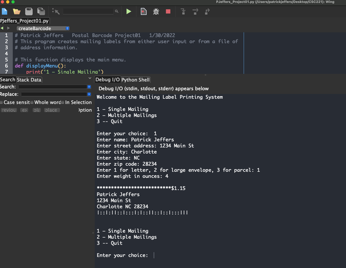 Python Mailing Label Project