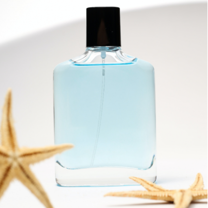 perfume bottle with a black cap