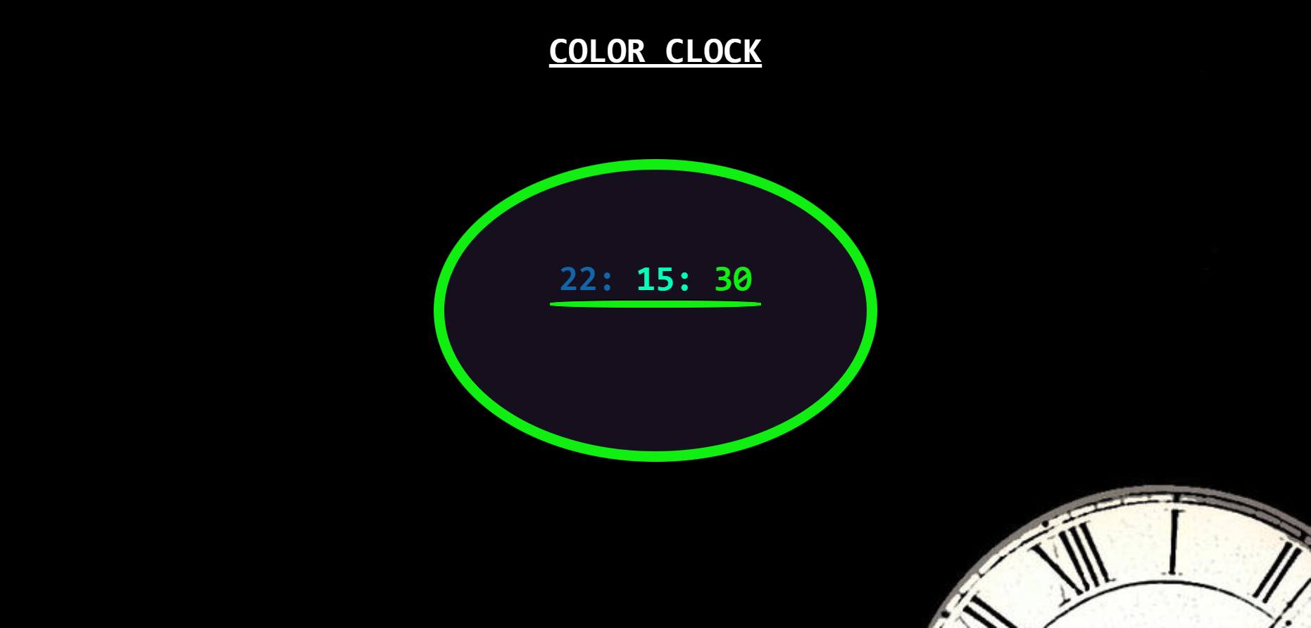 picture of website with a color clock