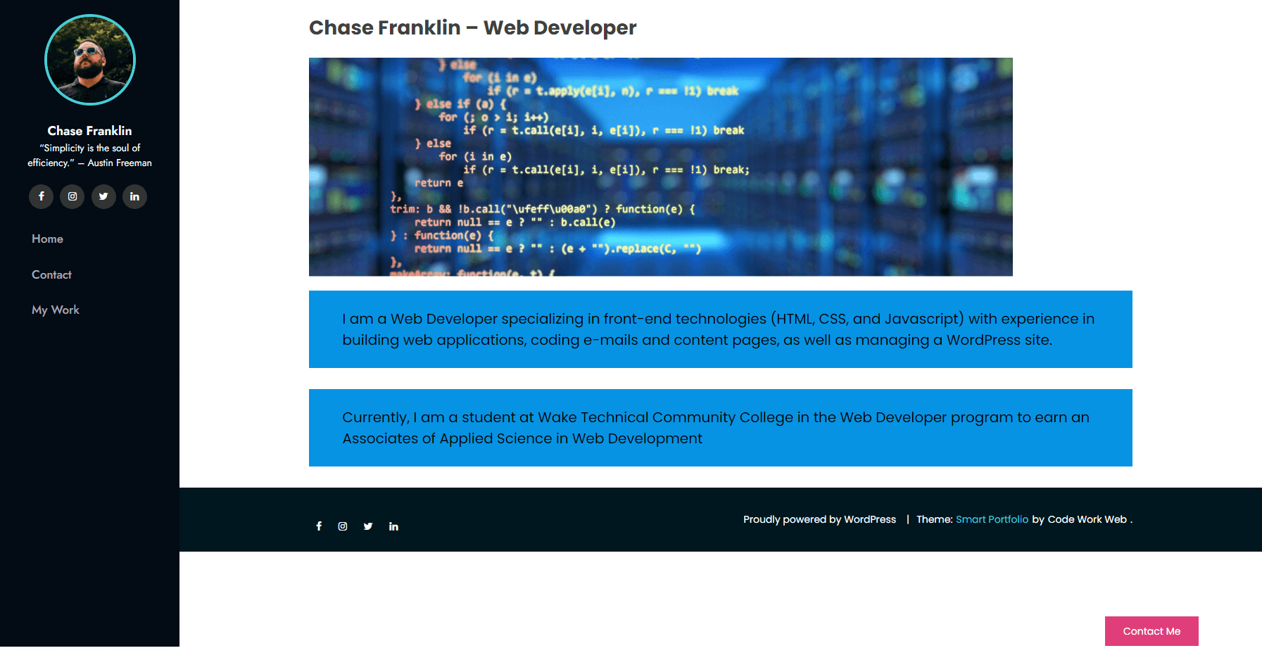 picture of a portfolio website