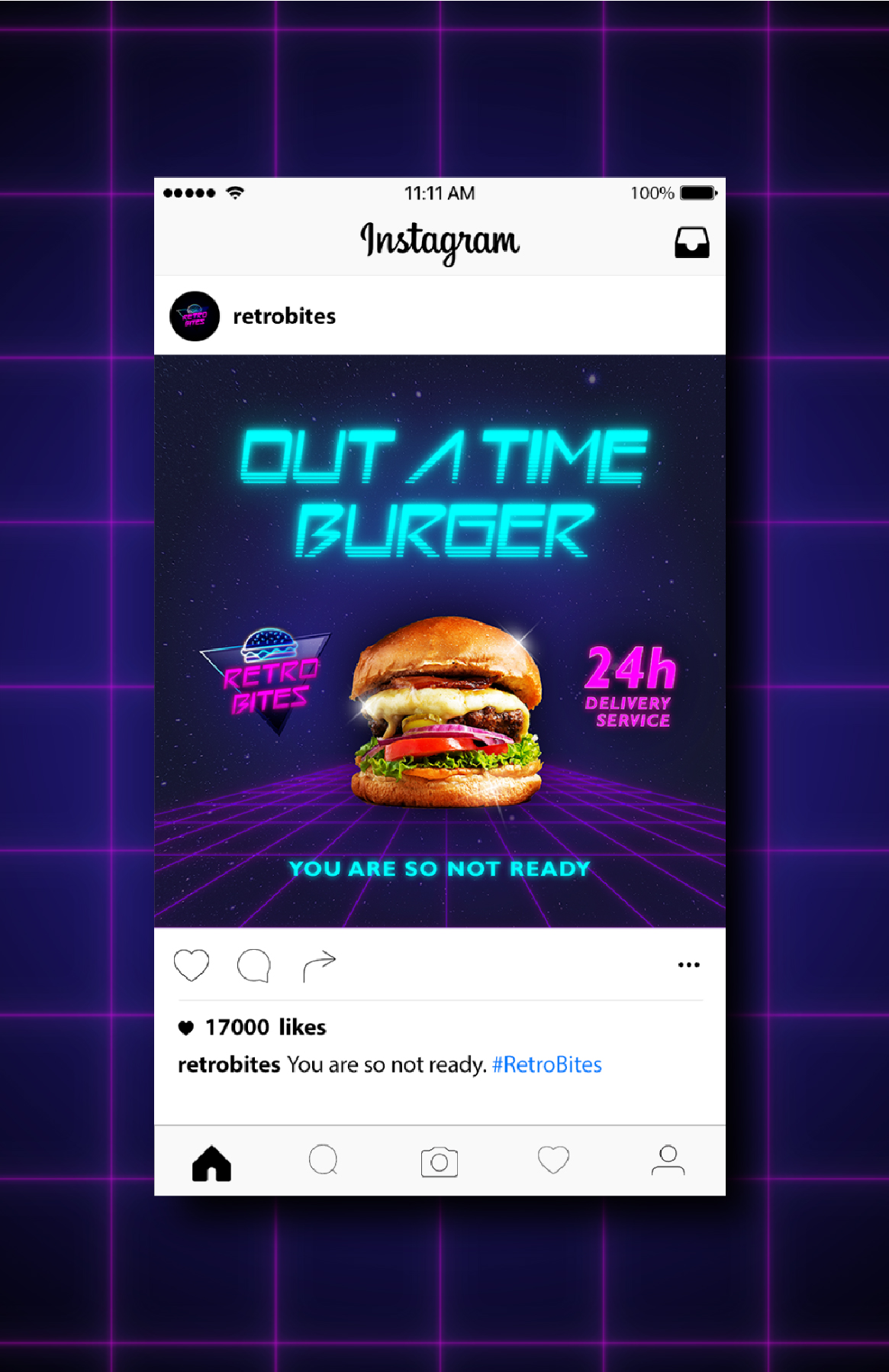 Instagram Post Template Design for Retro Bites Brand